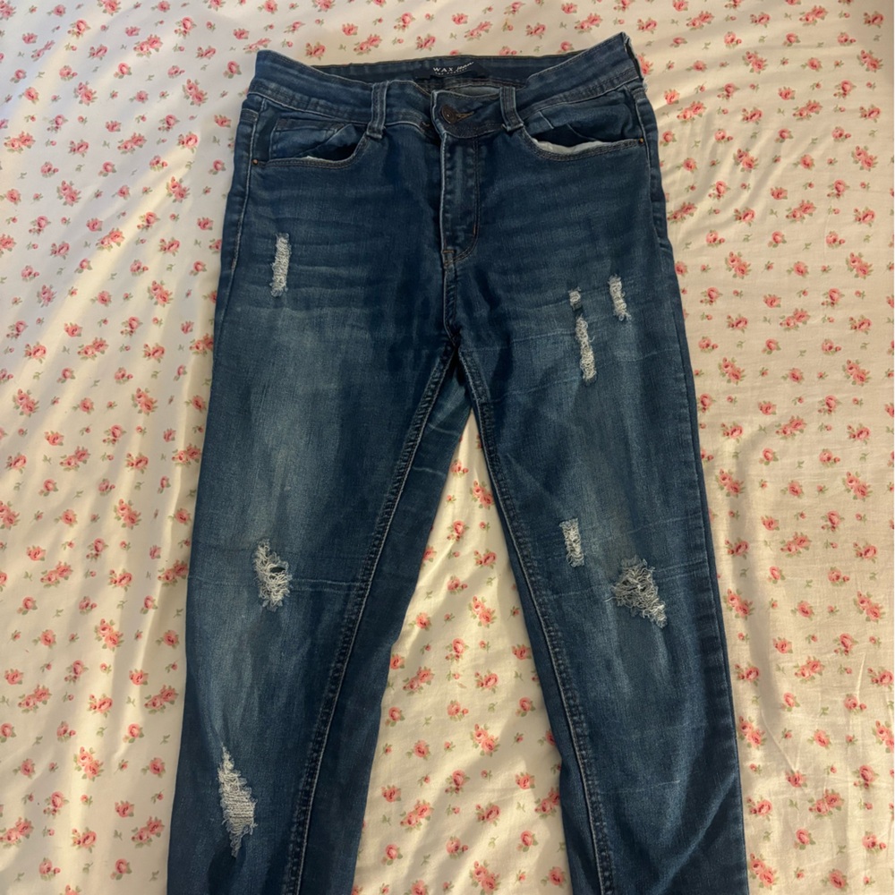Wax Jean Ripped Skinny Jeans